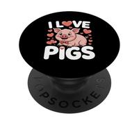 I Love Pigs Cute Piggy cita divertida PopSockets PopGrip Adhesivo