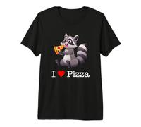 I Love Pizza, Cool Raccoon Eats Pizza Illustration Graphic Camiseta Premium