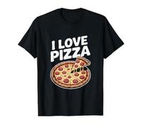 I Love Pizza Deliciosa Rebanada de Pepperoni Camiseta gráfica económica, Hombre, Negro, L