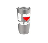 I Love Poland Bandera De Polonia Me Encanta Polonia Vaso térmico de acero inoxidable de doble pared