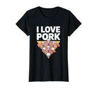 I Love Pork Pig Chef Bacon Salchicha Diversión Camiseta gráfica económica, Mujer, Negro, XL