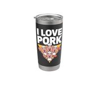 I Love Pork Pig Chef Bacon Salchicha Diversión Vaso térmico de acero inoxidable de doble pared