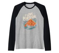 I Love Portugal Mosaico Barco Naturaleza Diseño Camiseta Manga Raglan