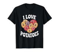 I Love Potatoes - Caras de Papa Lindas y Divertidas Camiseta gráfica económica, Hombre, Negro, S