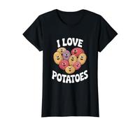 I Love Potatoes - Caras de Papa Lindas y Divertidas Camiseta gráfica económica, Mujer, Negro, L