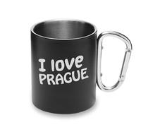 I Love Prague City Travel Czech Republic - Taza de metal con asa de mosquetón para camping