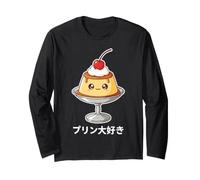 I Love Pudding Kawaii Diseño japonés Purin Postre Lover Manga Larga