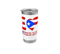 I Love Puerto Rico Flag We Heart San Juan Día de la Independencia Vaso térmico de acero inoxidable de doble pared
