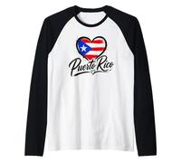 I Love Puerto Rico Island PR Travel Heart Vacaciones Camiseta Manga Raglan