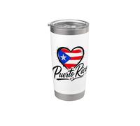 I Love Puerto Rico Island PR Travel Heart Vacaciones Vaso térmico de acero inoxidable de doble pared