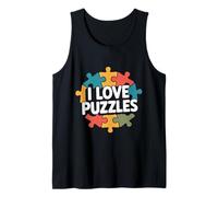 I Love Puzzles Colorido Rompecabezas Divertido Camiseta sin Mangas