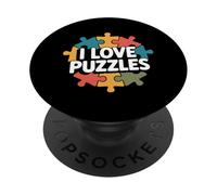 I Love Puzzles Colorido Rompecabezas Divertido PopSockets PopGrip Adhesivo