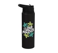 I Love Puzzles Entusiasta Jigsaw Art Stainless Steel Insulated Water Bottle