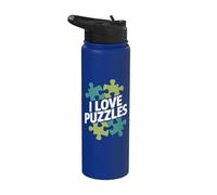 I Love Puzzles Entusiasta Jigsaw Art Stainless Steel Insulated Water Bottle