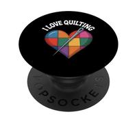 I Love Quilting - Aguja con patrón de corazón PopSockets PopGrip Adhesivo