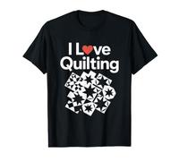 I Love Quilting Corazón Patrón Estrellas Camiseta gráfica económica