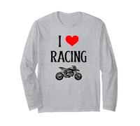 I Love Racing I Heart Racing Amante de Las Motos competitivas Manga Larga