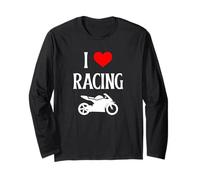I Love Racing I Heart Racing Amante de Las Motos competitivas Manga Larga