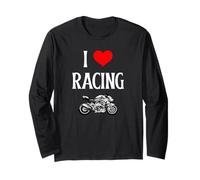I Love Racing I Heart Racing Amante de Las Motos competitivas Manga Larga