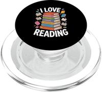 I Love Reading Book Stack Ilustración Colorida PopSockets PopGrip para MagSafe