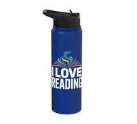 I Love Reading Libro Colorido Páginas abiertas Imprimir Stainless Steel Insulated Water Bottle