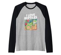 I Love Reptiles Gecko Lagarto Naturaleza Diversión Camiseta Manga Raglan