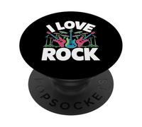 I Love Rock Guitarra Batería Música PopSockets PopGrip Adhesivo