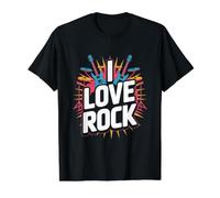 I Love Rock Guitarra Drum Passion Music Camiseta gráfica económica, Hombre, Negro, M