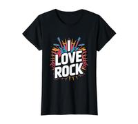 I Love Rock Guitarra Drum Passion Music Camiseta gráfica económica, Mujer, Negro, M