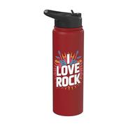 I Love Rock Guitarra Drum Passion Music Stainless Steel Insulated Water Bottle