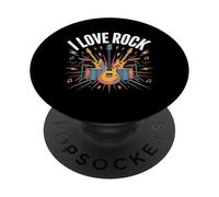 I Love Rock Guitarra eléctrica Música Pasión PopSockets PopGrip Adhesivo