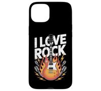 I Love Rock Guitarra Flames Micrófonos Carcasa para iPhone 15 Plus