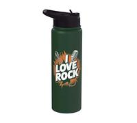 I Love Rock Guitarra Micrófono Música Pasión Stainless Steel Insulated Water Bottle