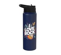 I Love Rock Guitarra Micrófono Música Stainless Steel Insulated Water Bottle