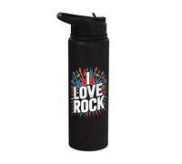 I Love Rock Music Guitarras Micrófonos Stainless Steel Insulated Water Bottle