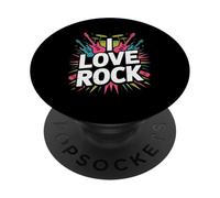 I Love Rock Vibrant Guitarra Baterías PopSockets PopGrip Adhesivo