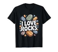 I Love Rocks Geología Entusiasta Divertida Expresión Camiseta gráfica económica, Hombre, Negro, L