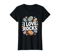 I Love Rocks Geología Entusiasta Divertida Expresión Camiseta gráfica económica, Mujer, Negro, L