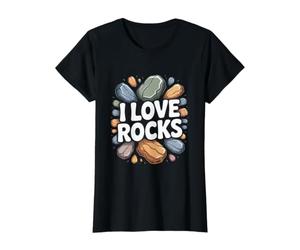 I Love Rocks Geología Entusiasta Divertida Expresión Camiseta gráfica económica, Mujer, Negro, M