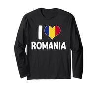 I Love Romania Bandera Rumana Corazón Herencia rumana Manga Larga