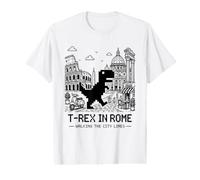 I Love Rome, Pixel Dinosaur in Rome Retro City Adventure Camiseta gráfica económica