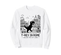 I Love Rome, Pixel Dinosaur in Rome Retro City Adventure Sudadera