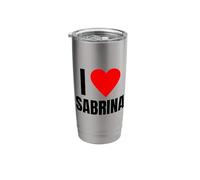 I Love Sabrina Nombre Personalizado Mujeres Corazón Amigo Niñas Vaso térmico de acero inoxidable de doble pared