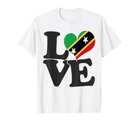 I Love Saint Kitts and Nevis Bandera Corazón Patriótico Viaje Camiseta