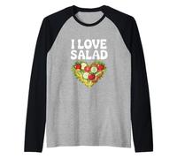 I Love Salad Corazón Pepinos Tomates Camiseta Manga Raglan
