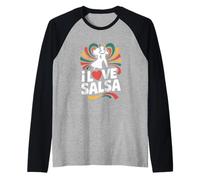 I Love Salsa Dance Pasión Ritmos energéticos Movimientos Camiseta Manga Raglan
