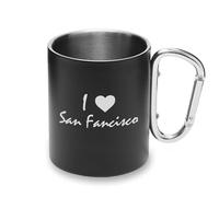 I Love San Fancisco City Travel California USA - Taza de metal con asa de mosquetón, taza de camping