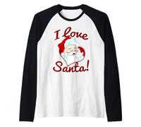 I Love Santa Christmas tee - Navidad Holiday A Camiseta Manga Raglan
