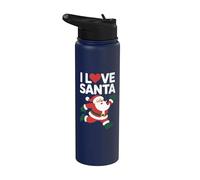 I Love Santa Claus Alegre Holiday Spirit Stainless Steel Insulated Water Bottle