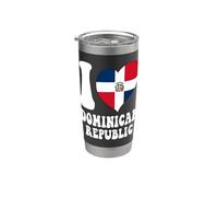 I Love Santo Domingo República Dominicana Bandera Corazón Gráfico Vaso térmico de acero inoxidable de doble pared